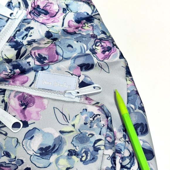 Vera Bradley ReActive Sling Backpack Fresh Cut Bouquet Canvas Garden Blue Floral - Picture 15 of 16